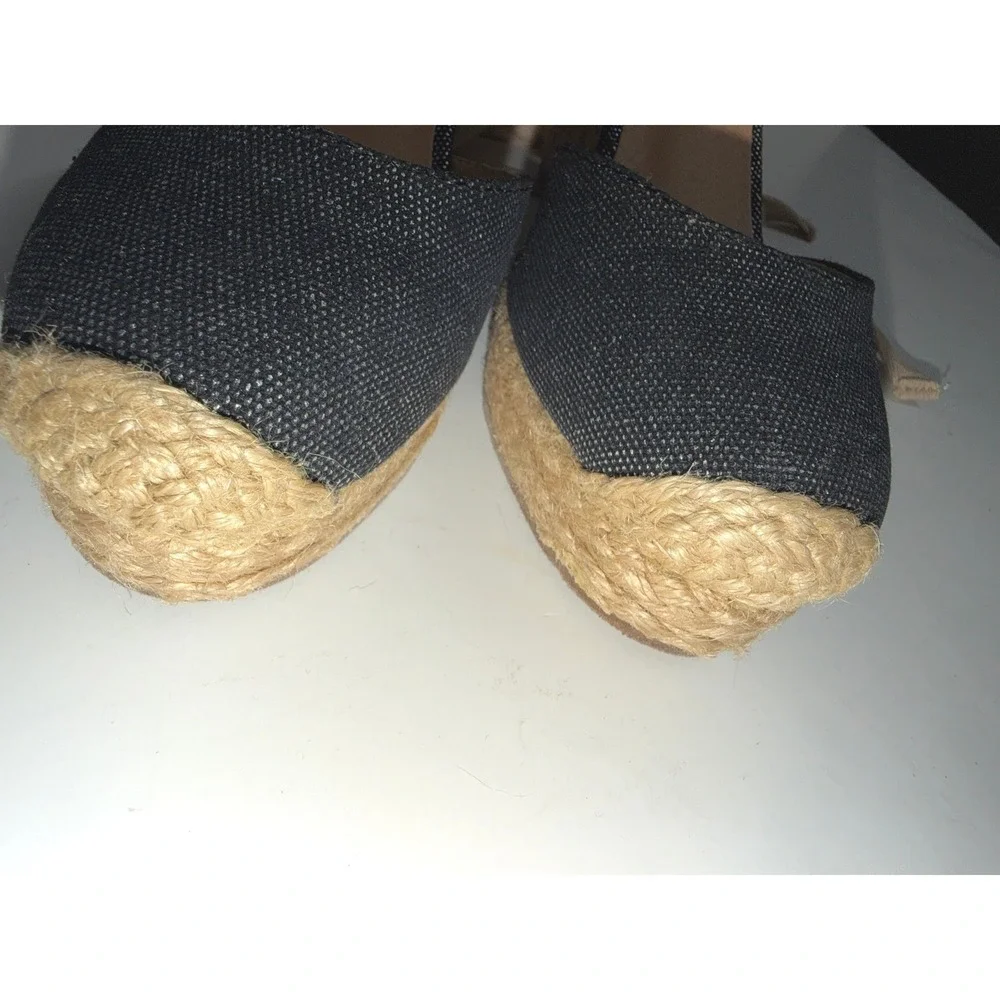 Twiggy London Espadrille Wedge Heels Navy‎ Metallic Lace Up Women's Shoes sz5